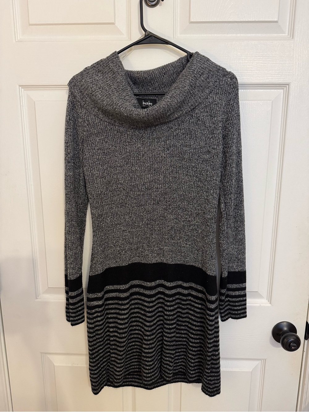 by & by Grey and Black Cowl Neck Sweater Dress